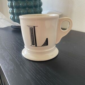 Anthropologie White and Black Monogram Mug